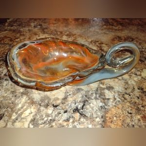 Vintage Slag Glass Art Dish